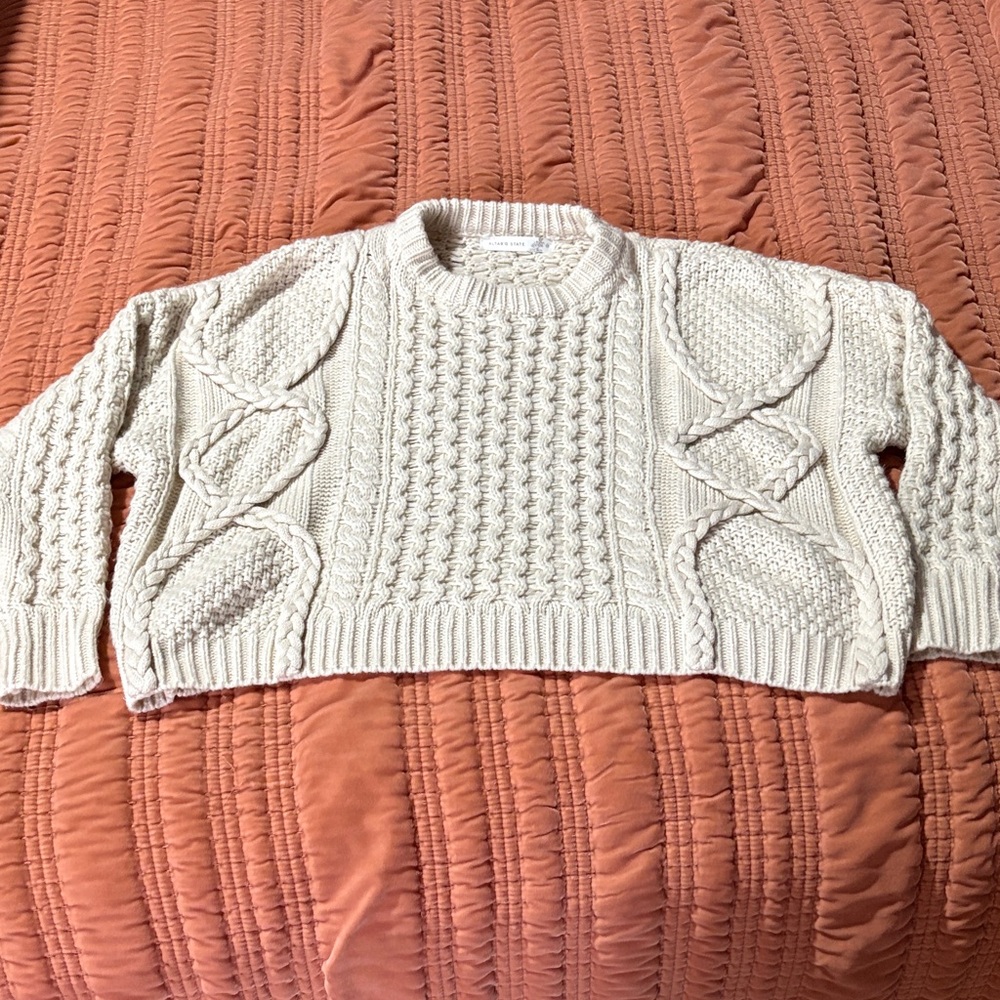 Altar'd State Cream Cable Knit Sweater